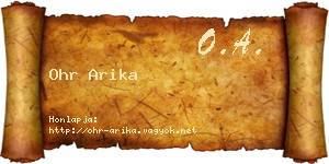 Ohr Arika névjegykártya